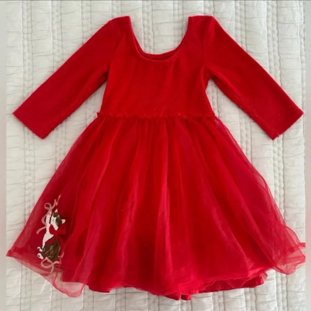 Mini Boden Kitty Cat Christmas Velvet and Tulle Dress - Picture 3 of 11